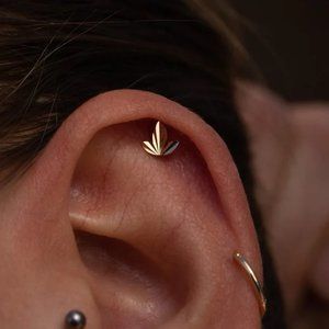 Buddha Organics Jewelry Goldleaf/Leaf Threadless Press-fit End, 14k Rose Gold